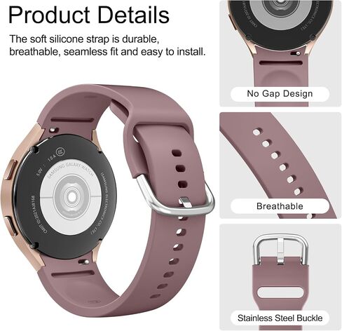 4 حزم نطاقات متوافقة مع Samsung Galaxy Watch 7 6 5 4 40mm 44mm/Watch 6 4 Classic/Watch 5 Pro/Active 2 Band ، حزام سيليكون 20 مم للنساء الرجال in Kuwait