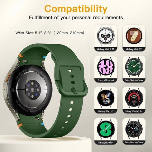 No Gap Bands Compatible with Samsung Galaxy Watch 7 6 5 4 Band 44mm 40mm/for Galaxy Watch 5 Pro Band 45mm/ Watch 6 4 Classic 47mm 43mm 46mm 42mm,Soft Silicone Sport Replacement Strap Women Men in Kuwait