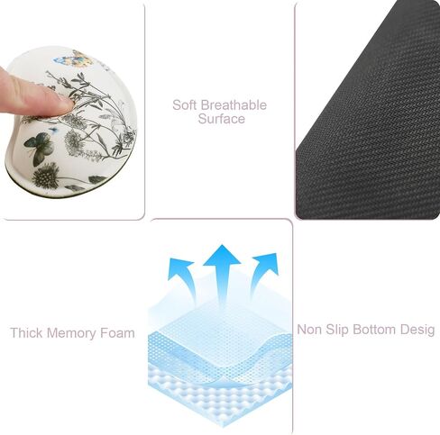 MEGREZ Large Mouse Pad&Wrist Rest Support for Mouse&Keyboard Wrist Rest, Ergonomic Memory Foam Wrist Rest, 3-in-1 Non-Slip Base Cloud Shape Desk Pad Mat for Home/Office, Butterfly and Flower in Saudi Arabia