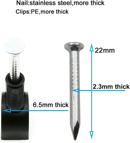HS 7mm Ethernet Cat6 Cable Clips Clamps RG6 with Steel Nail (200 Pack),Wire Clips White for Wall,Cord Management in Kuwait