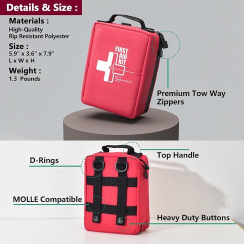 First Aid Kit, Professional Trauma First Aid Kit with Labelled Compartments Molle System for Car, Hiking, Backpacking, Camping, Traveling, and Cycling in Kuwait