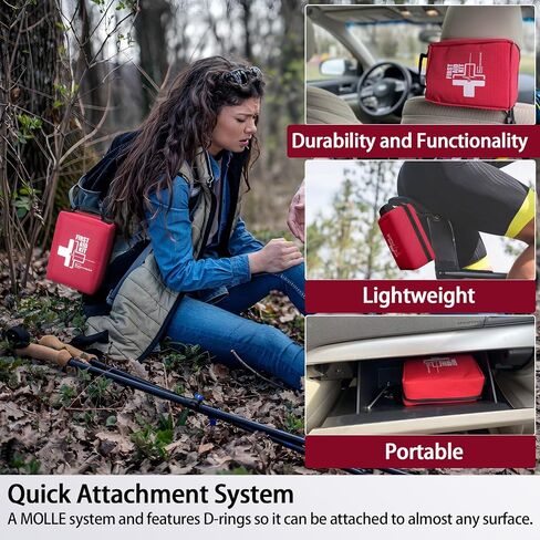 First Aid Kit, Professional Trauma First Aid Kit with Labelled Compartments Molle System for Car, Hiking, Backpacking, Camping, Traveling, and Cycling in Kuwait