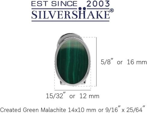 Silvershake حقيقية 14x10 ملليمتر مكون حجر أو قذيفة ترصيع 925 فضة أوميغا كليب آخر أقراط مجوهرات للنساء in Saudi Arabia