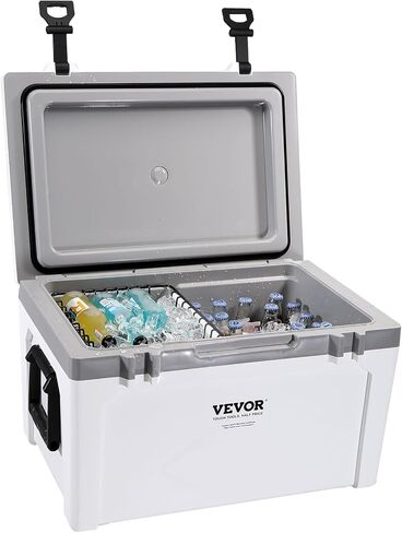 VEVOR Ultra-Light Hard Cooler, Ice Retention Cooler with Heavy Duty Handle, Ice Chest Lunch Box for Camping, Travel, Outdoor, Keeps Cool for up to 6 Days, 30% Lighter Than Rotomolded Coolers in Kuwait