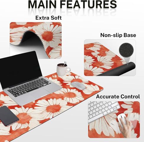 Britimes Keyboard Mouse Pad Set 4in1 Large Mousepad+Keyboard Wrist Rest+Mouse Wrist Rest+Coaster Set with Ergonomic Design for Home Office Computer 35.4x15.7Inches(Bohemian Plants) in Saudi Arabia