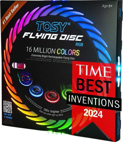 TOSY Flying Disc - 16 Million Color RGB or 36 or 360 LEDs, Extremely Bright, Smart Modes, Auto Light Up, Rechargeable, Perfect Birthday & Camping Gift for Men/Boys/Teens/Kids, 175g frisbees in Saudi Arabia
