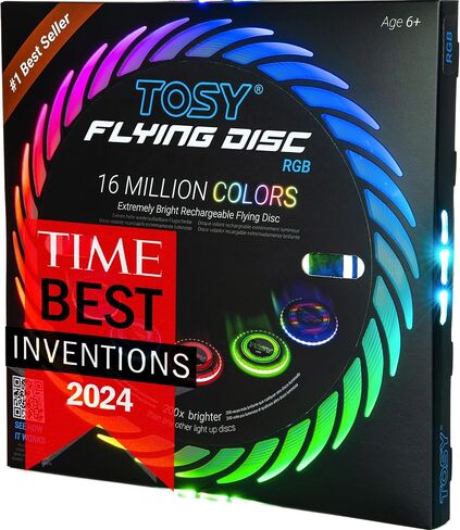 TOSY Flying Disc - 16 Million Color RGB or 36 or 360 LEDs, Extremely Bright, Smart Modes, Auto Light Up, Rechargeable, Perfect Birthday & Camping Gift for Men/Boys/Teens/Kids, 175g frisbees in Saudi Arabia