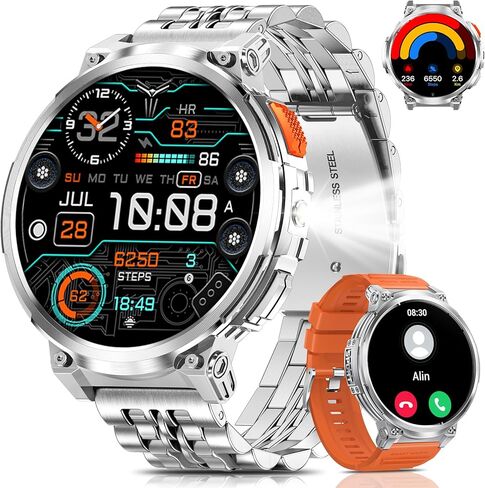 1.85 "شاشة كبيرة الشاشة العسكرية ساعتها الذكية للرجال الذين يعانون من المصباح ، وبطارية كبيرة 730 مللي أمبير ، و IP68 مقاومة للماء ، ومكالمات بلوتوث ، و 114 أوضاع رياضية ، ومراقبة نوم/نوم لنظام التشغيل iOS android in Kuwait