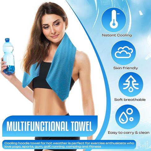 Breling Cooling Hoodie Towels for Neck and Face Absorbent Quick Drying Cooling Head Towel Quick Wraps UPF 50 Sun Protection for Hot Weather Sport Camping Workout Cycling in Saudi Arabia
