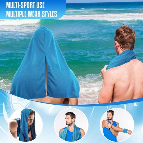 Breling Cooling Hoodie Towels for Neck and Face Absorbent Quick Drying Cooling Head Towel Quick Wraps UPF 50 Sun Protection for Hot Weather Sport Camping Workout Cycling in Saudi Arabia