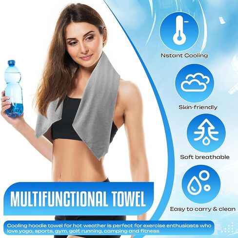 Breling Cooling Hoodie Towels for Neck and Face Absorbent Quick Drying Cooling Head Towel Quick Wraps UPF 50 Sun Protection for Hot Weather Sport Camping Workout Cycling in Saudi Arabia