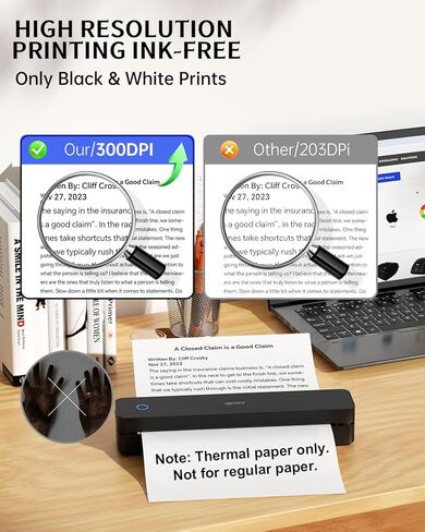 تدعم طابعات IDPRT Portable Protable Travel ، 300DPI Pluetooth Thermal Printers 8.5 "X11" US Letter و A4 و Inkless Print in Kuwait