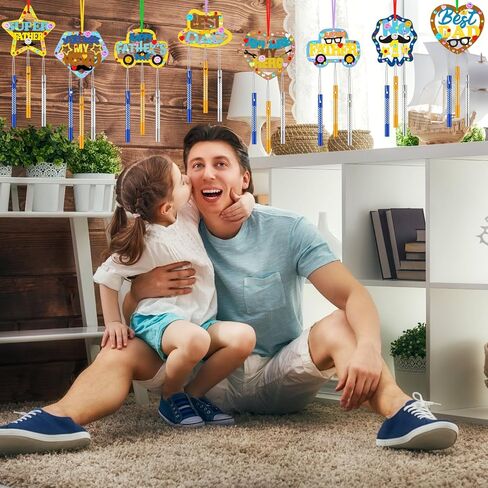 DoubleFill 30 Pack Wind Chime Kit Make You Own Mother's Day Wind Chimes Crafts DIY Coloring Wooden Mother's Day Craft for Mom's Birthday Gifts Party Decoration Art Hanging Ornaments in Kuwait