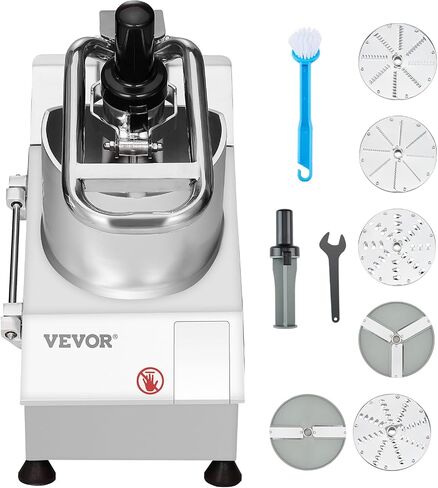 VEVOR Food Processor & Vegetable Chopper, 2 Feeding Holes Food-Grade Stainless Steel Food Processor Chopper with Detachable 6 Blades, 3mm/5mm/7mm/10mm Shredder, 2mm/4mm Slicer, for Vegetables, Fruit in Saudi Arabia