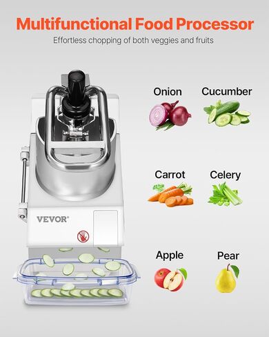 VEVOR Food Processor & Vegetable Chopper, 2 Feeding Holes Food-Grade Stainless Steel Food Processor Chopper with Detachable 6 Blades, 3mm/5mm/7mm/10mm Shredder, 2mm/4mm Slicer, for Vegetables, Fruit in Saudi Arabia
