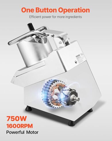 VEVOR Food Processor & Vegetable Chopper, 2 Feeding Holes Food-Grade Stainless Steel Food Processor Chopper with Detachable 6 Blades, 3mm/5mm/7mm/10mm Shredder, 2mm/4mm Slicer, for Vegetables, Fruit in Saudi Arabia