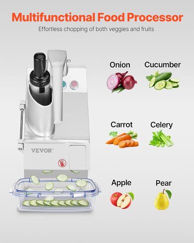 VEVOR Food Processor & Vegetable Chopper, 2 Feeding Holes Food-Grade Stainless Steel Food Processor Chopper with Detachable 6 Blades, 3mm/5mm/7mm/10mm Shredder, 2mm/4mm Slicer, for Vegetables, Fruit in Saudi Arabia