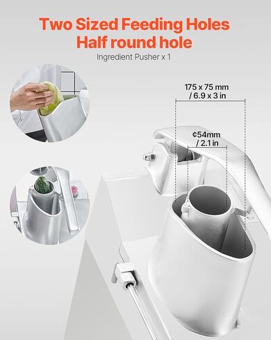 VEVOR Food Processor & Vegetable Chopper, 2 Feeding Holes Food-Grade Stainless Steel Food Processor Chopper with Detachable 6 Blades, 3mm/5mm/7mm/10mm Shredder, 2mm/4mm Slicer, for Vegetables, Fruit in Saudi Arabia