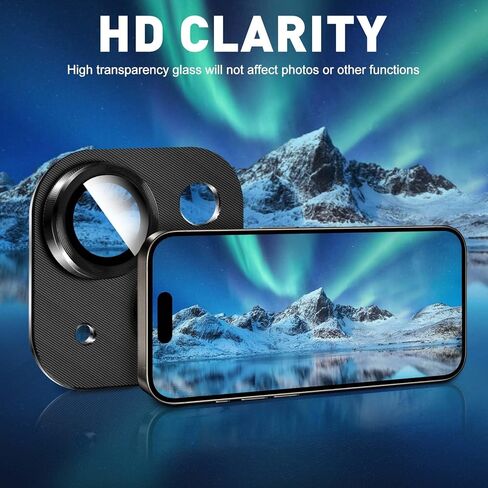 LucBuy 2PCS Metal Camera Lens Protector for iPhone 13/iPhone 13 Mini, 3D Texture Aluminum Coverage Phone Decoration, Anti-Scratch Full Protection Titanium Back Camera Cover in Kuwait