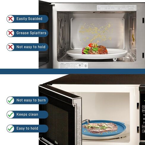 Microwave Food Cover with Handle - Collapsible and vented silicone splash guard with tray - For microwave food heating-Splash guard can be used as a draining basket for washing vegetables and fruits in Saudi Arabia