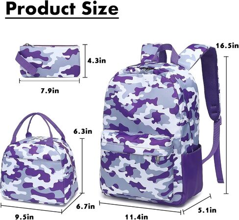 Bluboon Teen Girls School Backpack Kids Bookbag Set with Lunch Box Pencil Case Travel Laptop Backpack Casual Daypacks in Kuwait