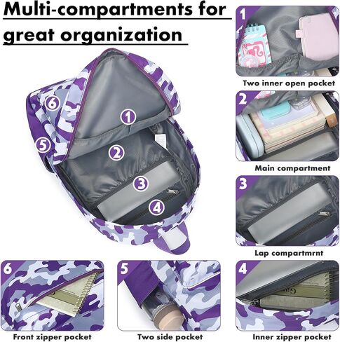 Bluboon Teen Girls School Backpack Kids Bookbag Set with Lunch Box Pencil Case Travel Laptop Backpack Casual Daypacks in Kuwait