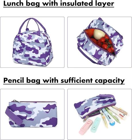 Bluboon Teen Girls School Backpack Kids Bookbag Set with Lunch Box Pencil Case Travel Laptop Backpack Casual Daypacks in Kuwait