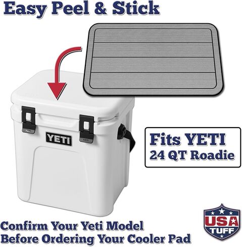 SeaDek EVA Mat Cooler Pad fits YETI | Peel & Stick Application | Non Slip Comfort Accessories - Teak Lines (StormGray-Black) in Kuwait