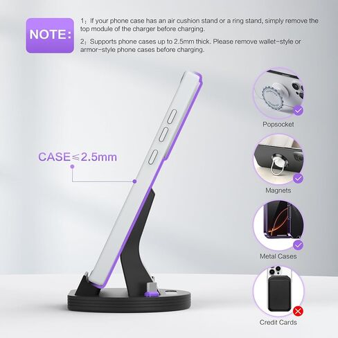 محطة شحن USB C 120W متوافقة مع Galaxy A15 A55 A35 ، Dock Magnetic Fast USB C مع نصائح مغناطيسية للهاتف/أذن/كيندل حامل سطح المكتب in Kuwait