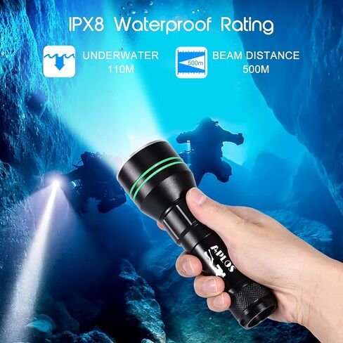 APLOS AP30C 3000lm Diving Flashlight - 3 Modes, Power Indicator, IPX8 Waterproof in Kuwait