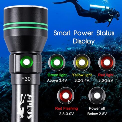 APLOS AP30C 3000lm Diving Flashlight - 3 Modes, Power Indicator, IPX8 Waterproof in Kuwait