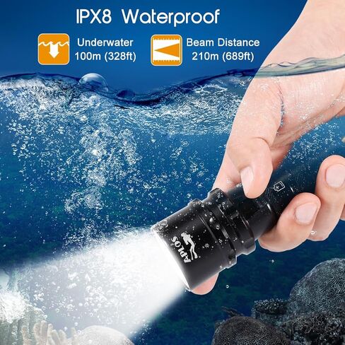 مصباح غوص APLOS AP30C 3000lm - 3 أوضاع، مؤشر الطاقة، مقاوم للماء IPX8 in Kuwait