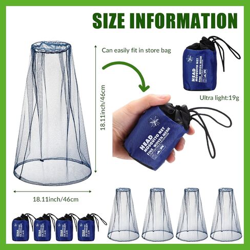 Hestya 4 Pack Mosquito Mase Mesh Net Net Net Net لـ Outdoor Hiking Camping Climbing Mosquito Fly Fly Ensects (الرمادي) in Kuwait