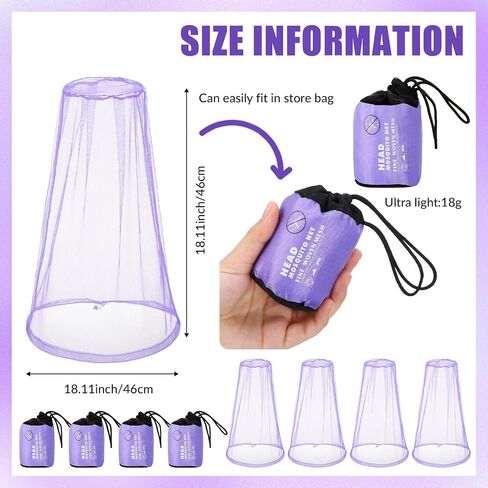 Hestya 4 Pack Mosquito Mase Mesh Net Net Net Net لـ Outdoor Hiking Camping Climbing Mosquito Fly Fly Ensects (الرمادي) in Kuwait