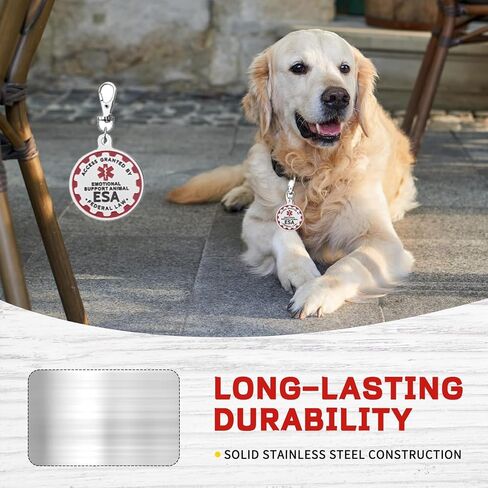 Service Dog Tag Service Dog ID Tag Engraved Stainless Steel Enameled Regular Emotional Support Dog Animal Tags for Large Dogs Cats Collars Vests Harnesses Essential Name Badge in Saudi Arabia