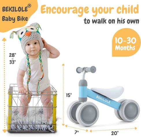 BEKILOLE Balance Bike for 1 Year Old Girl Gifts Pre-School First Bike and 1st Birthday Gifts - Train Your Baby from Standing to Running | Toys for 1 Year Old (Blue) in Saudi Arabia