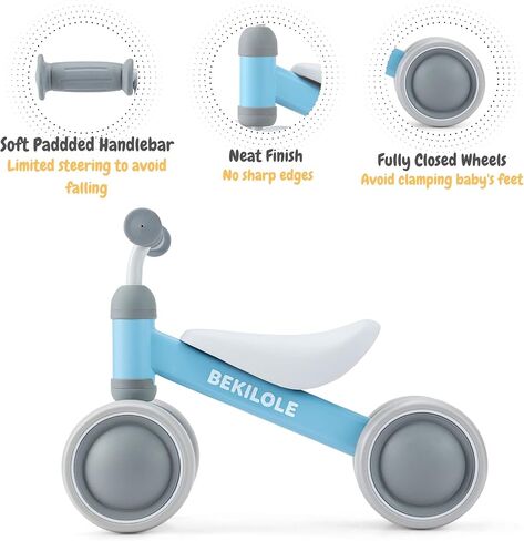 BEKILOLE Balance Bike for 1 Year Old Girl Gifts Pre-School First Bike and 1st Birthday Gifts - Train Your Baby from Standing to Running | Toys for 1 Year Old (Blue) in Saudi Arabia