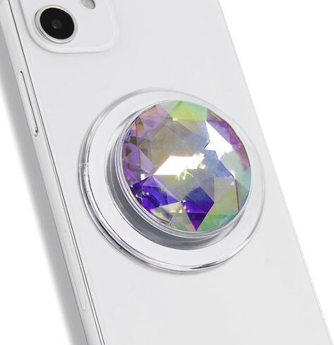 Synthetic Cubic Zirconia Phone Grip – MagSafe Compatible, Elegant and Durable, Magnetic Grip and Stand for iPhone (Rainbow) in Saudi Arabia