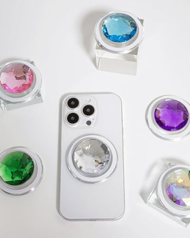 Synthetic Cubic Zirconia Phone Grip – MagSafe Compatible, Elegant and Durable, Magnetic Grip and Stand for iPhone (Rainbow) in Saudi Arabia