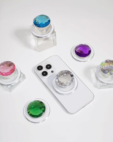 Synthetic Cubic Zirconia Phone Grip – MagSafe Compatible, Elegant and Durable, Magnetic Grip and Stand for iPhone (Rainbow) in Saudi Arabia