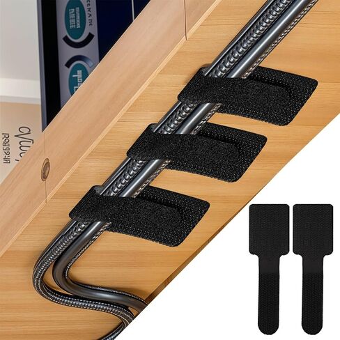 50PCS Hook and Loop Cable Ties, Self Adhesive Hook and Loop Cable Straps Adjustable Cable Management Wire Organizer Adhesive Cord Wrappers Keeper Cord Holder Cord Organizer(Black) in Saudi Arabia