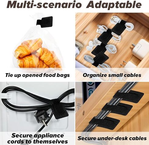 50PCS Hook and Loop Cable Ties, Self Adhesive Hook and Loop Cable Straps Adjustable Cable Management Wire Organizer Adhesive Cord Wrappers Keeper Cord Holder Cord Organizer(Black) in Saudi Arabia