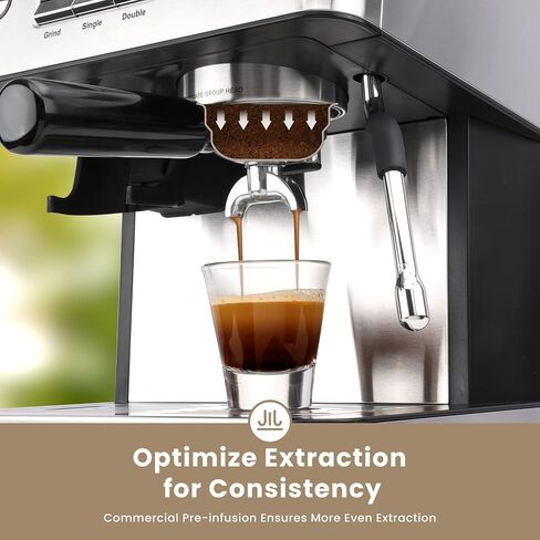 Gevi [2024 Upgraded Dual Boiler Espresso Machine EzBru 2000 | 58mm Grouphead | Barista Level Steam Wand | Built-in Grinder With 31 Size Settings | Full Stainless Steel Housing | Sterling Silver in Kuwait