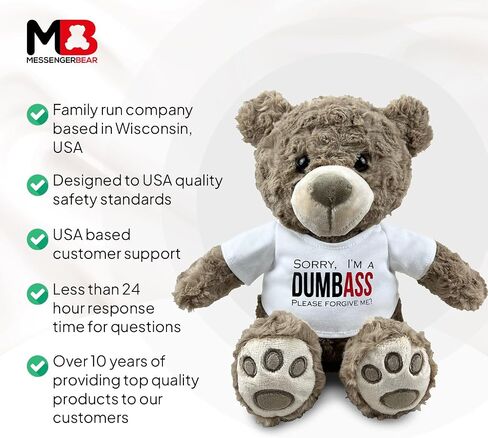 I’m Sorry Teddy Bear 10" Sitting | I Love You Im Sorry Plushie | Im Sorry Gifts for Her Stuffed Animal in Saudi Arabia