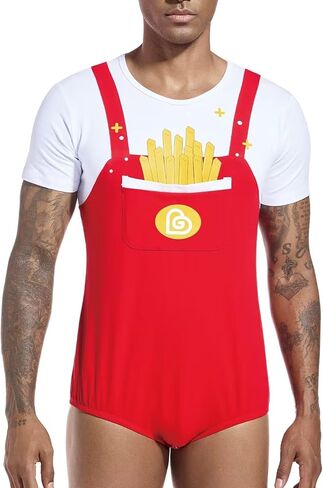 Mens Bodysuit Cotton Onesie Pajamas Leotard Crotch Snap Shirt Romper for Men in Kuwait