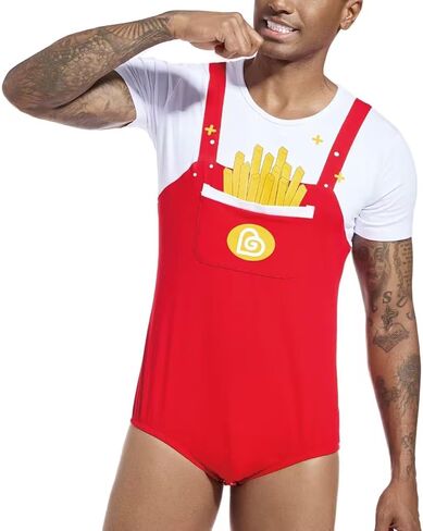 Mens Bodysuit Cotton Onesie Pajamas Leotard Crotch Snap Shirt Romper for Men in Kuwait