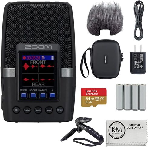Zoom H2essential Multi-Mic Handy Recorder, 32-Bit Float, Portable Recorder, 3 Built-in Microphones, Mono, Stereo, and Surround Sound, Records to SD Card, USB Mic, for Music, Podcast, & More in Kuwait
