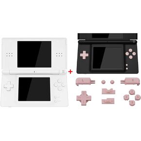 eXtremeRate White Replacement Full Housing Shell Buttons + Cherry Blossoms Pink Buttons for Nintendo DS Lite - Console NOT Included