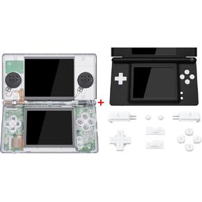 eXtremeRate Clear Replacement Full Housing Shell Buttons + White Buttons for Nintendo DS Lite - Console NOT Included