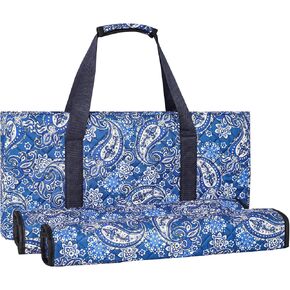 GUSTARIA Empty Mahjong Bag, Blue Printed Soft American Mahjong Bag with Two Wrappers (Case Only, Mahjongg Tiles, Trays and Mah jong Racks/Pushers not Include)
